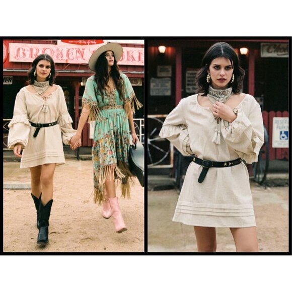 💕SPELL & THE GYPSY💕 Lola Tunic Dress ~ Biscuit M - Picture 1 of 16